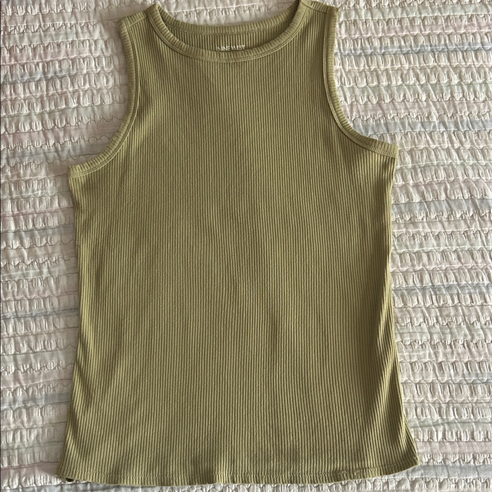 Nine West Ribbed Tank Top in Olive